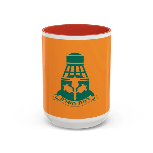 Flag of Ramat HaSharon Israel - Accent Coffee Mug 15oz Red - Go Mug Yourself