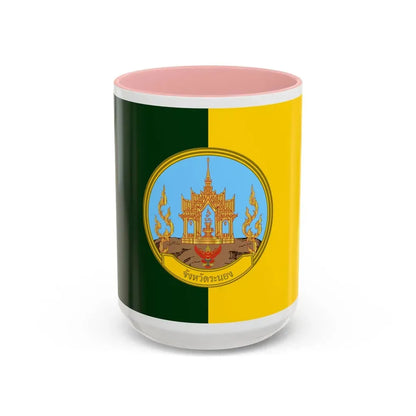 Flag of Ranong Province Thailand - Accent Coffee Mug 15oz Pink - Go Mug Yourself