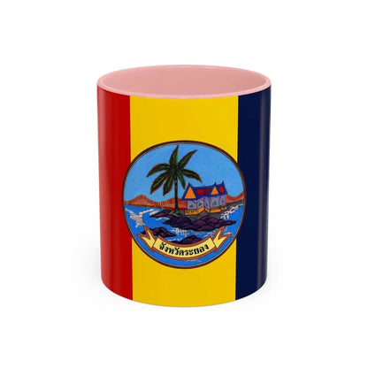 Flag of Rayong Province Thailand - Accent Coffee Mug 11oz Pink - Go Mug Yourself