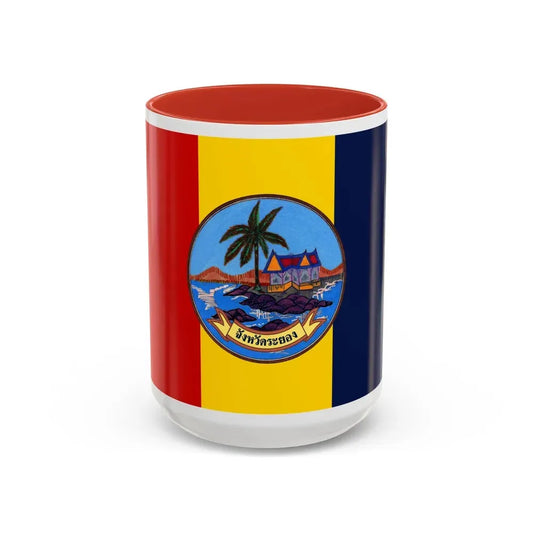 Flag of Rayong Province Thailand - Accent Coffee Mug 15oz Red - Go Mug Yourself