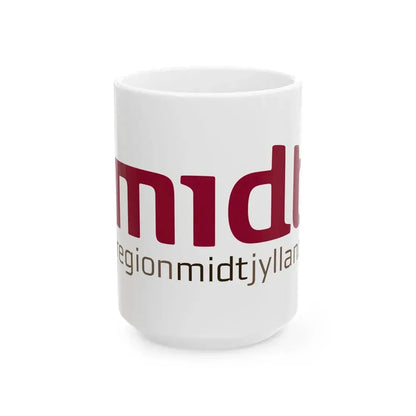 Flag of Region Midtjylland (Denmark) White Coffee Mug 15oz - Go Mug Yourself