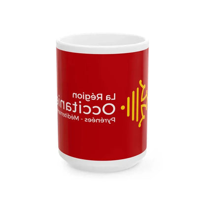 Flag of Region Occitanie Perpinya variation reverse (France) White Coffee Mug 15oz - Go Mug Yourself