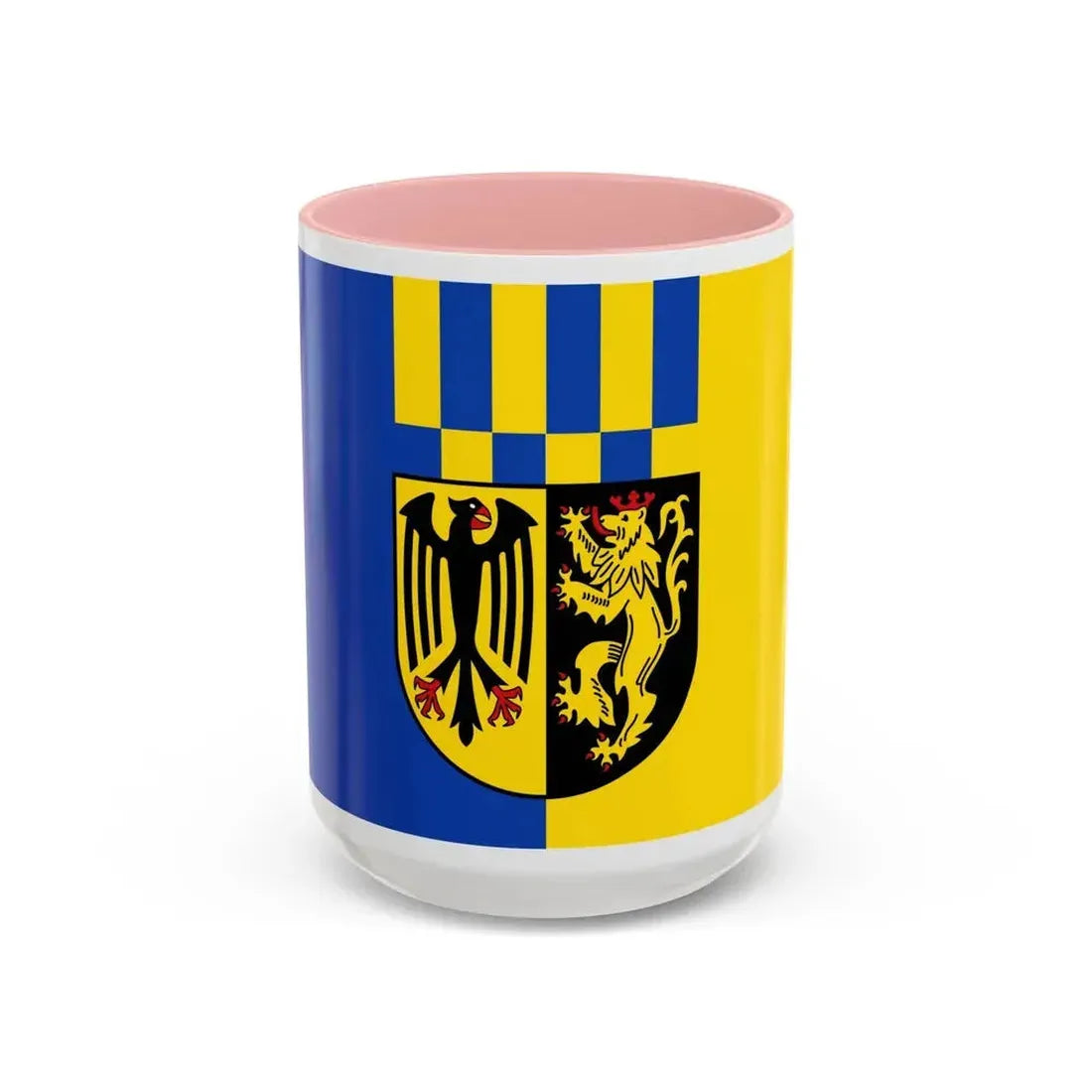 Flag of Rhein Hunsrueck Kreis Germany - Accent Coffee Mug 15oz Pink - Go Mug Yourself