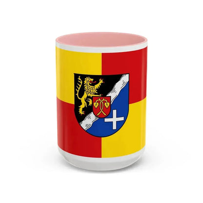 Flag of Rhein Pfalz Kreis Germany - Accent Coffee Mug 15oz Pink - Go Mug Yourself