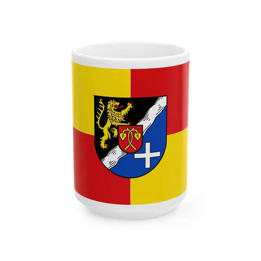 Flag of Rhein Pfalz Kreis Germany - White Coffee Mug 15oz - Go Mug Yourself