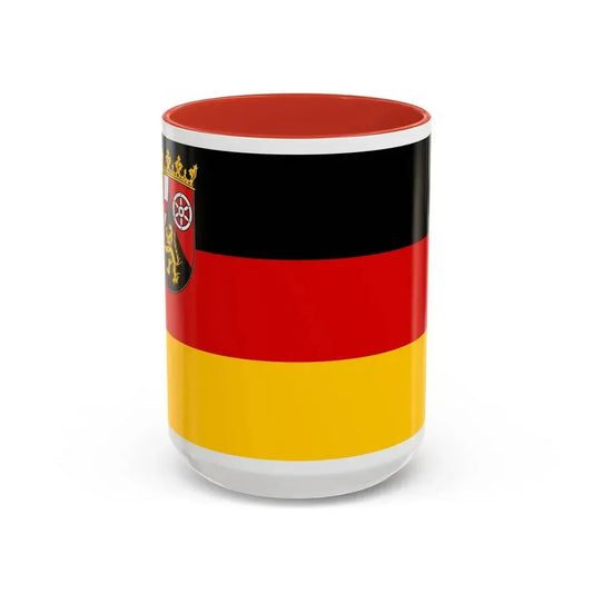 Flag of Rhineland Palatinate Germany - Accent Coffee Mug 15oz Red - Go Mug Yourself