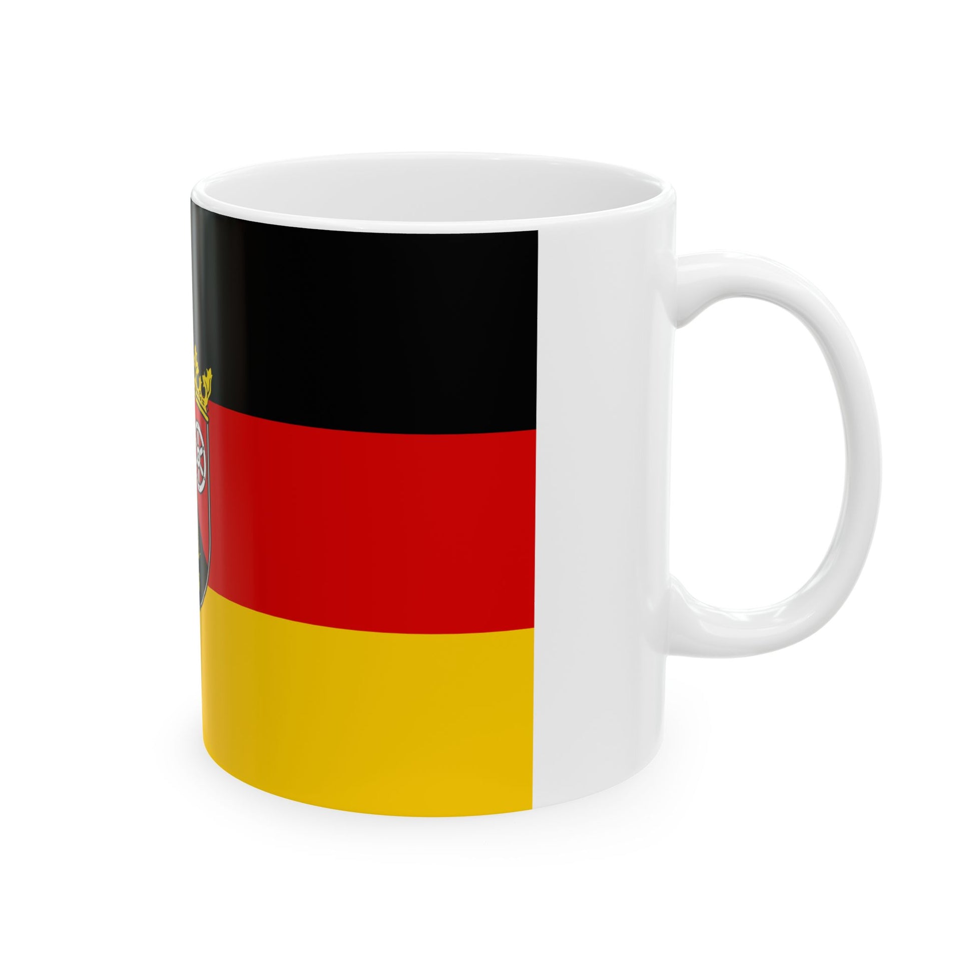 Flag of Rhineland-Palatinate with centered coat of arms (Germany) White Coffee Mug-Go Mug Yourself