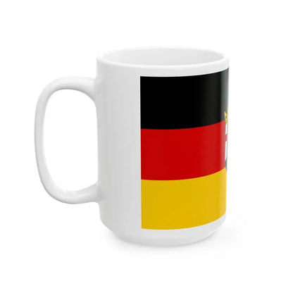 Flag of Rhineland-Palatinate with centered coat of arms (Germany) White Coffee Mug - Go Mug Yourself