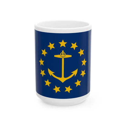 Flag of Rhode Island 1882-1897 (United States) White Coffee Mug 15oz - Go Mug Yourself
