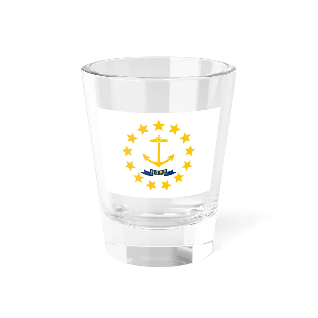 Flag of Rhode Island 3-2 (United States) Shot Glass 1.5oz 1.5oz - Go Mug Yourself