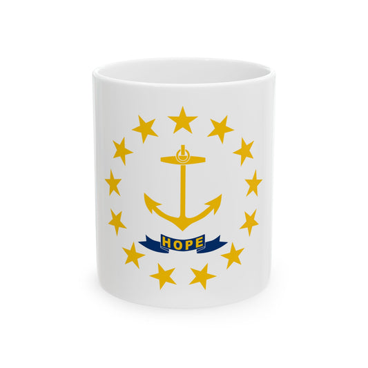 Flag of Rhode Island (United States) White Coffee Mug-11oz-Go Mug Yourself