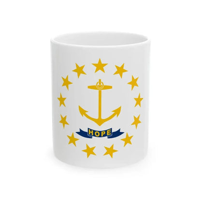 Flag of Rhode Island (United States) White Coffee Mug 11oz - Go Mug Yourself