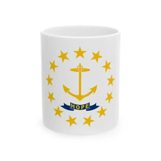 Flag of Rhode Island (United States) White Coffee Mug 11oz - Go Mug Yourself