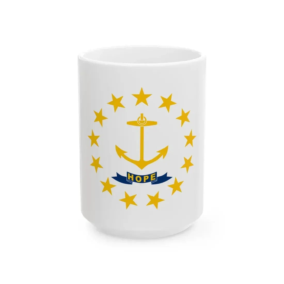 Flag of Rhode Island (United States) White Coffee Mug 15oz - Go Mug Yourself