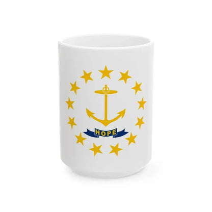 Flag of Rhode Island (United States) White Coffee Mug 15oz - Go Mug Yourself