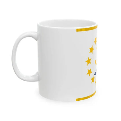 Flag of Rhode Island with fringe (United States) White Coffee Mug - Go Mug Yourself