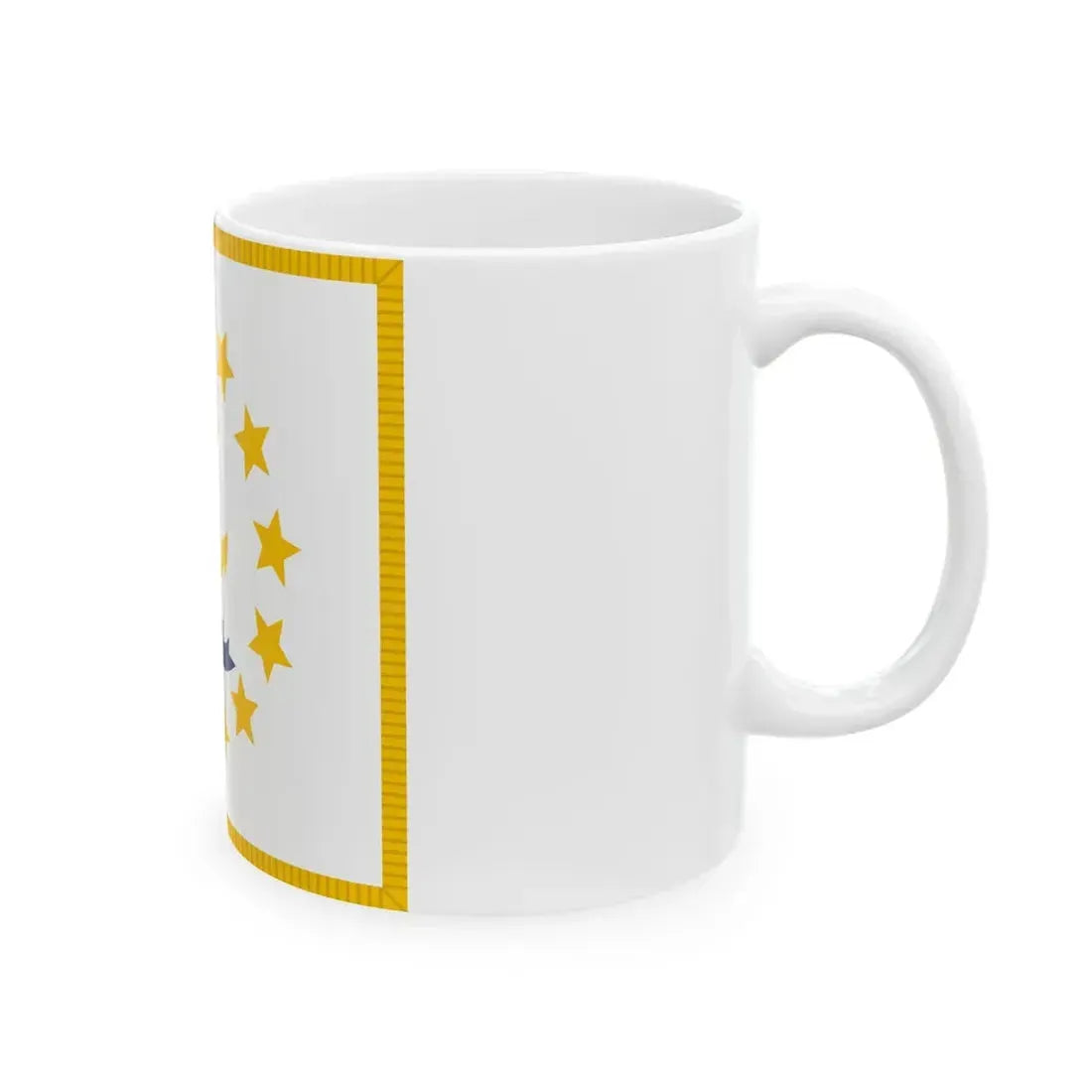 Flag of Rhode Island with fringe (United States) White Coffee Mug - Go Mug Yourself