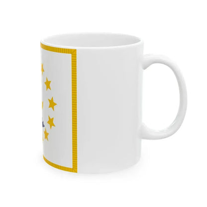 Flag of Rhode Island with fringe (United States) White Coffee Mug - Go Mug Yourself