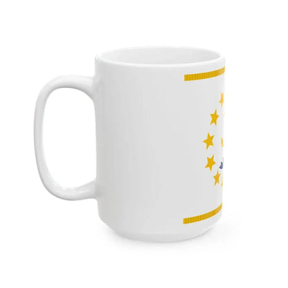 Flag of Rhode Island with fringe (United States) White Coffee Mug - Go Mug Yourself