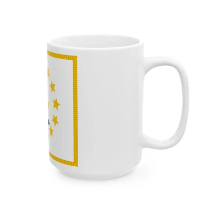 Flag of Rhode Island with fringe (United States) White Coffee Mug - Go Mug Yourself