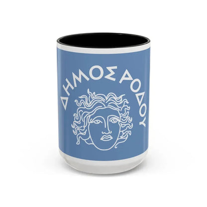 Flag of Rhodes Island Greece - Accent Coffee Mug 15oz Black - Go Mug Yourself