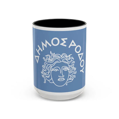 Flag of Rhodes Island Greece - Accent Coffee Mug 15oz Black - Go Mug Yourself
