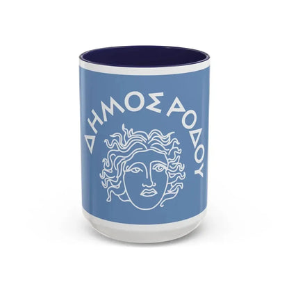 Flag of Rhodes Island Greece - Accent Coffee Mug 15oz Navy - Go Mug Yourself