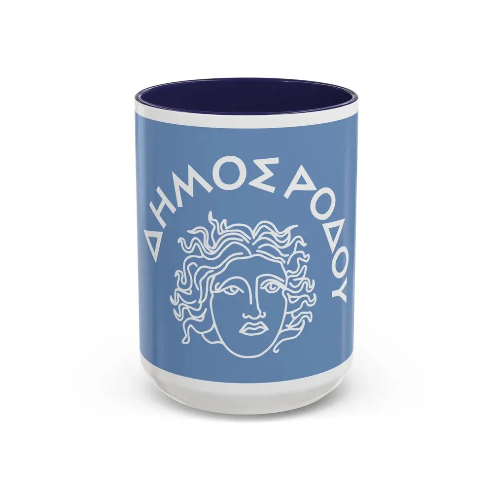 Flag of Rhodes Island Greece - Accent Coffee Mug 15oz Navy - Go Mug Yourself