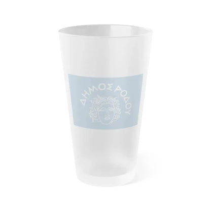 Flag of Rhodes Island Greece - Frosted Pint Glass 16oz 16oz Frosted - Go Mug Yourself