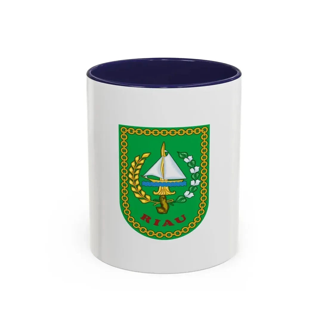 Flag of Riau Indonesia - Accent Coffee Mug 11oz Navy - Go Mug Yourself
