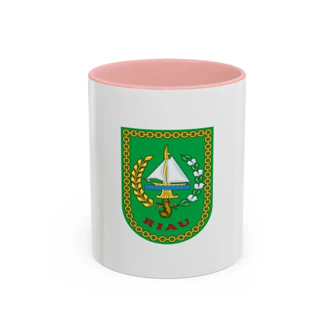 Flag of Riau Indonesia - Accent Coffee Mug 11oz Pink - Go Mug Yourself