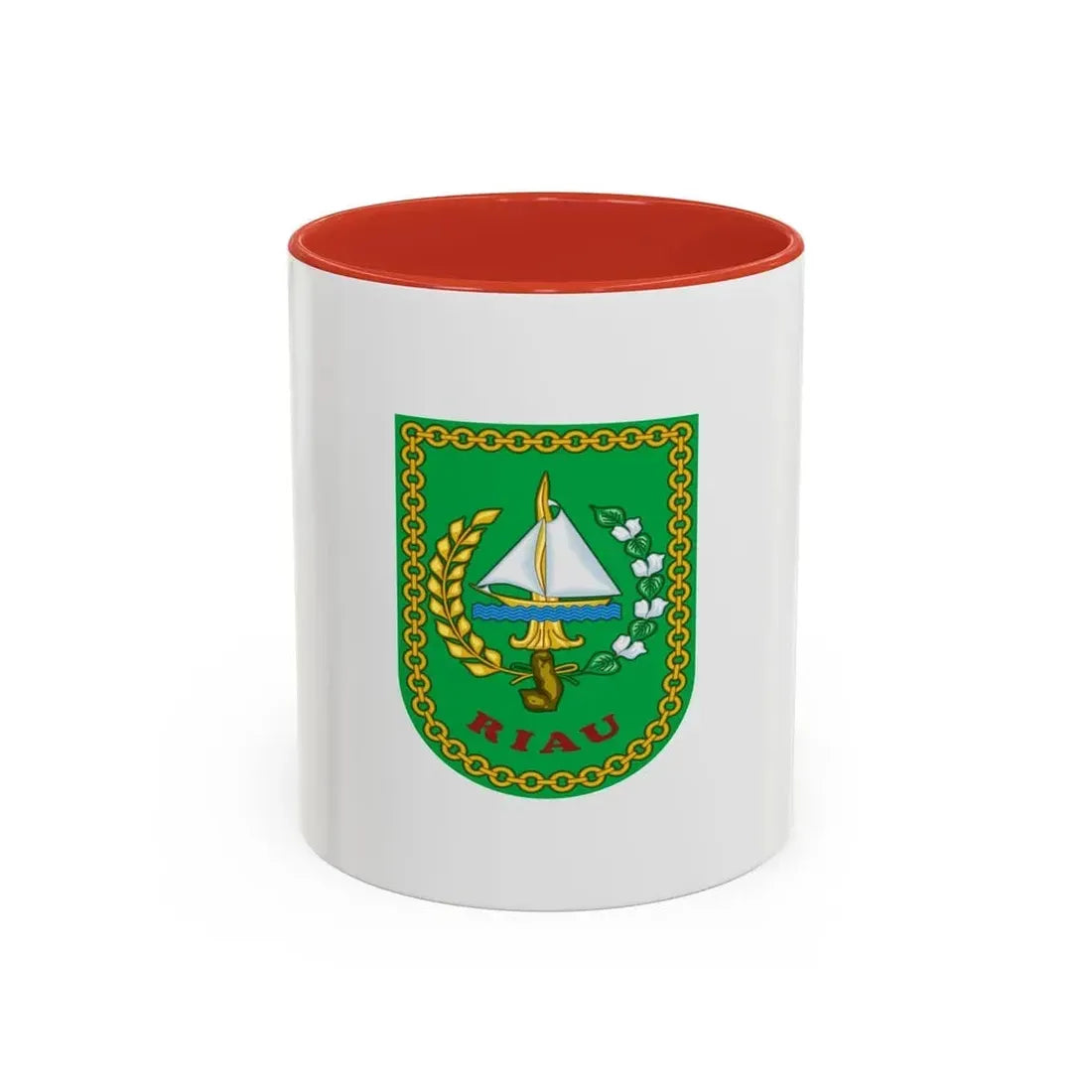 Flag of Riau Indonesia - Accent Coffee Mug 11oz Red - Go Mug Yourself