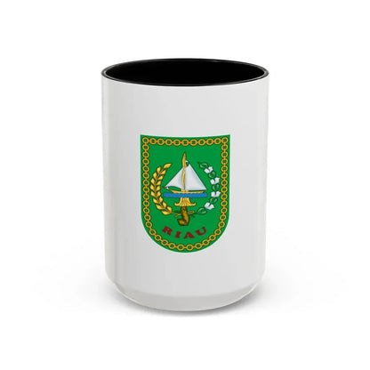 Flag of Riau Indonesia - Accent Coffee Mug 15oz Black - Go Mug Yourself