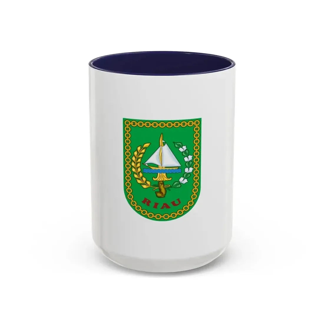 Flag of Riau Indonesia - Accent Coffee Mug 15oz Navy - Go Mug Yourself