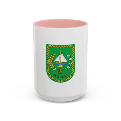 Flag of Riau Indonesia - Accent Coffee Mug 15oz Pink - Go Mug Yourself