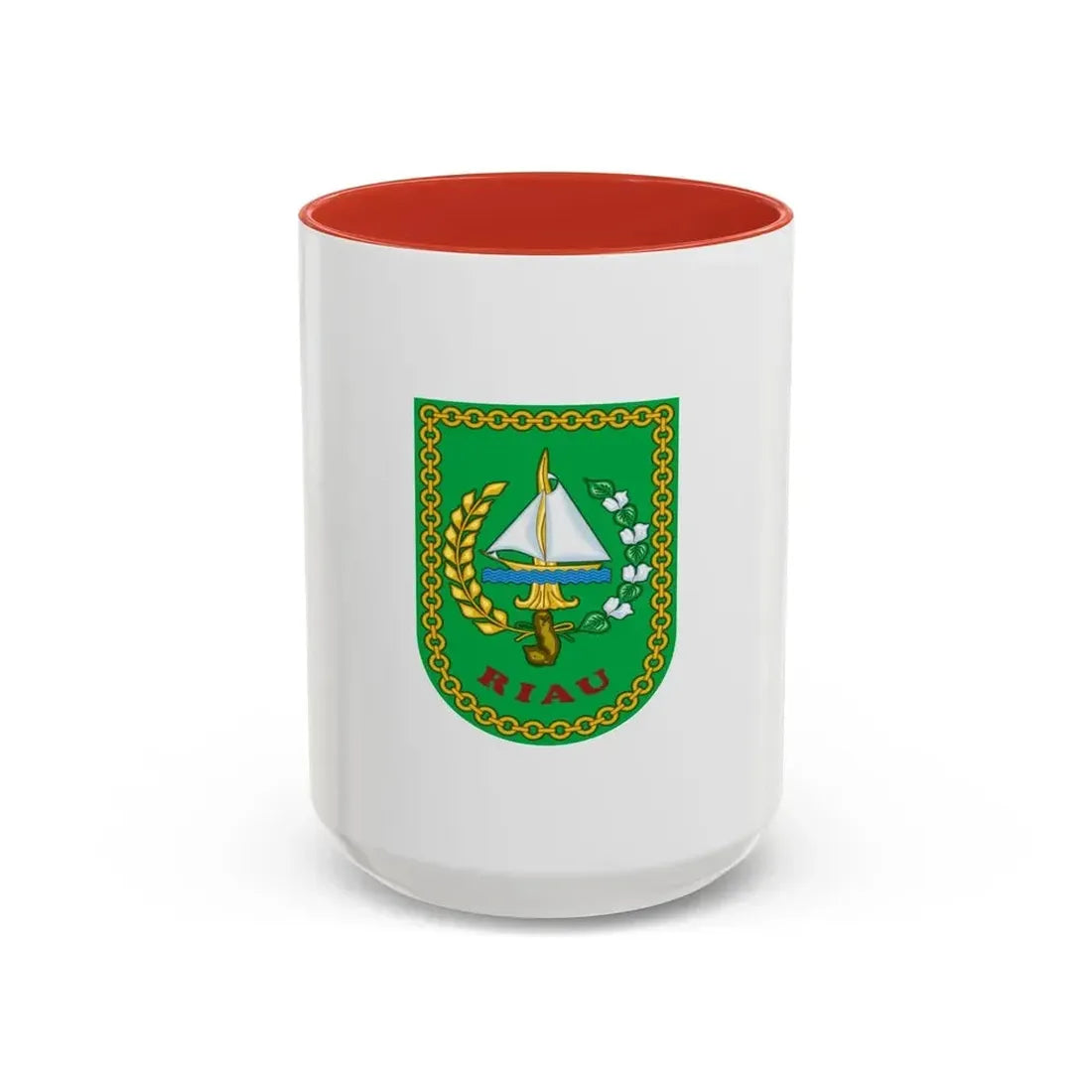 Flag of Riau Indonesia - Accent Coffee Mug 15oz Red - Go Mug Yourself