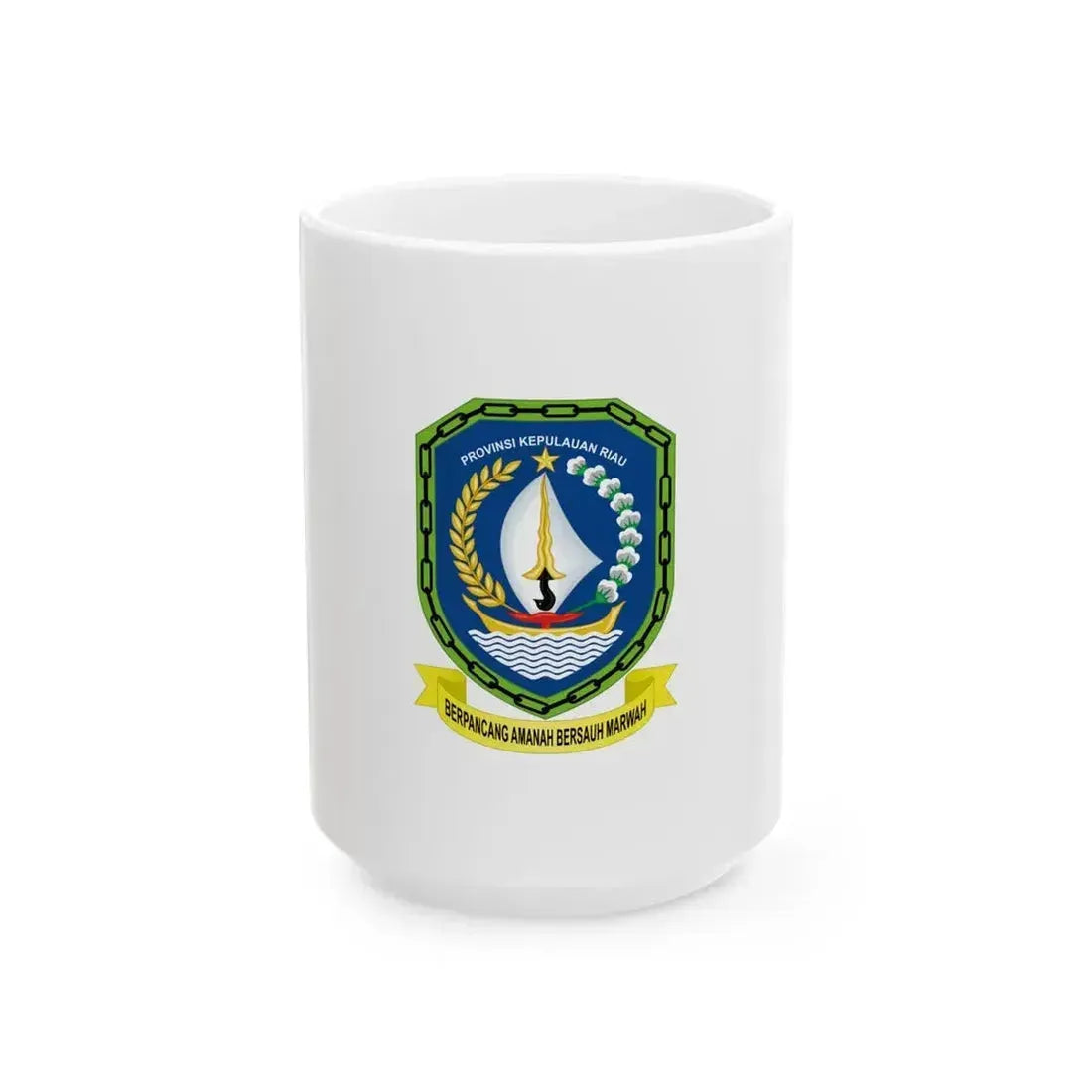 Flag of Riau Islands Indonesia - White Coffee Mug 15oz - Go Mug Yourself