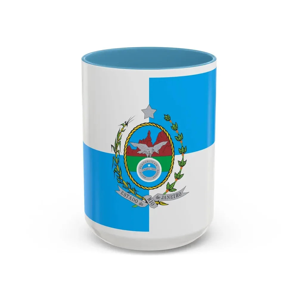 Flag of Rio de Janeiro Brazil - Accent Coffee Mug 15oz Light Blue - Go Mug Yourself