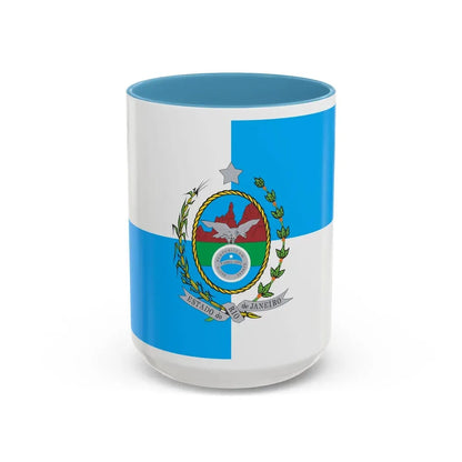 Flag of Rio de Janeiro Brazil - Accent Coffee Mug 15oz Light Blue - Go Mug Yourself
