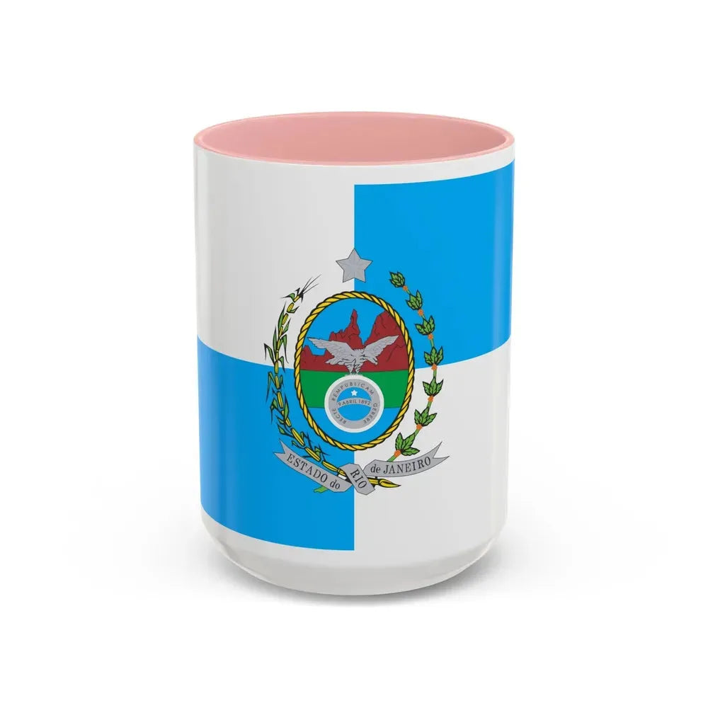 Flag of Rio de Janeiro Brazil - Accent Coffee Mug 15oz Pink - Go Mug Yourself
