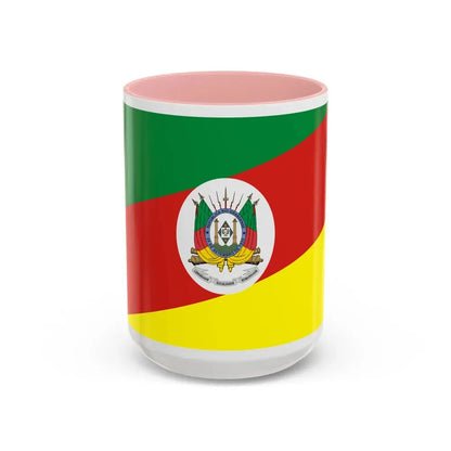 Flag of Rio Grande do Sul Brazil - Accent Coffee Mug 15oz Pink - Go Mug Yourself