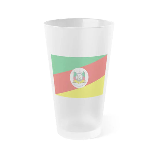 Flag of Rio Grande do Sul Brazil - Frosted Pint Glass 16oz 16oz Frosted - Go Mug Yourself