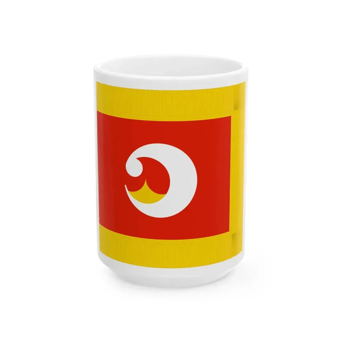 Flag of Rishiri Hokkaido fringed (Japan) White Coffee Mug 15oz - Go Mug Yourself