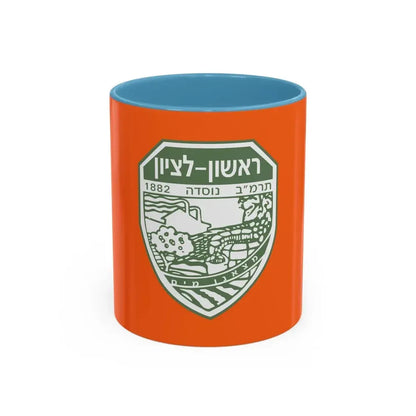 Flag of Rishon LeZion Israel - Accent Coffee Mug 11oz Light Blue - Go Mug Yourself