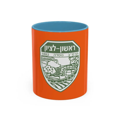 Flag of Rishon LeZion Israel - Accent Coffee Mug 11oz Light Blue - Go Mug Yourself