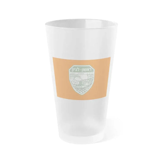 Flag of Rishon LeZion Israel - Frosted Pint Glass 16oz 16oz Frosted - Go Mug Yourself
