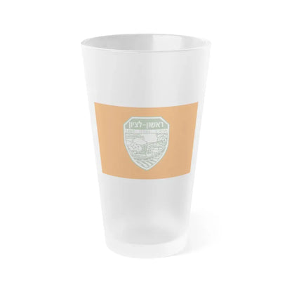Flag of Rishon LeZion Israel - Frosted Pint Glass 16oz 16oz Frosted - Go Mug Yourself