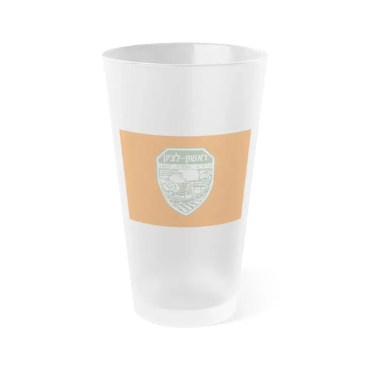 Flag of Rishon LeZion Israel - Frosted Pint Glass 16oz 16oz Frosted - Go Mug Yourself