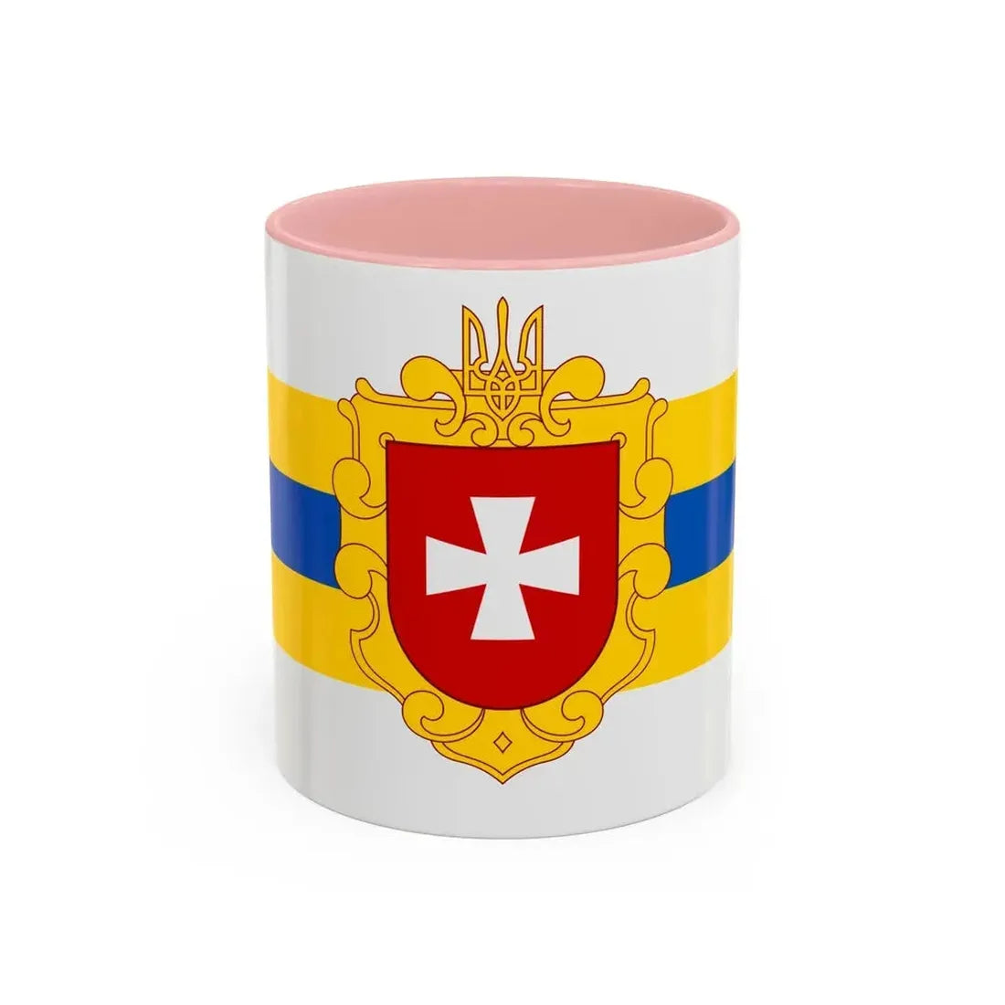 Flag of Rivne Oblast Ukraine - Accent Coffee Mug 11oz Pink - Go Mug Yourself