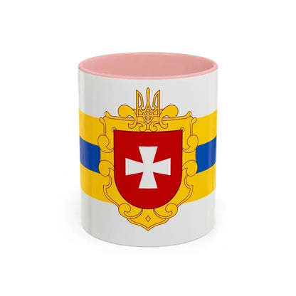 Flag of Rivne Oblast Ukraine - Accent Coffee Mug 11oz Pink - Go Mug Yourself